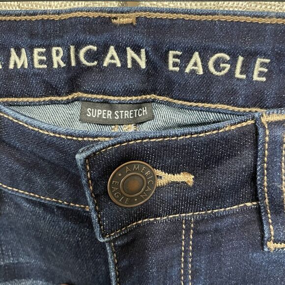 American Eagle HI-RISE JEGGING Jeans Women's 4R Blue Dark Wash Stretch Denim - Picture 7 of 11